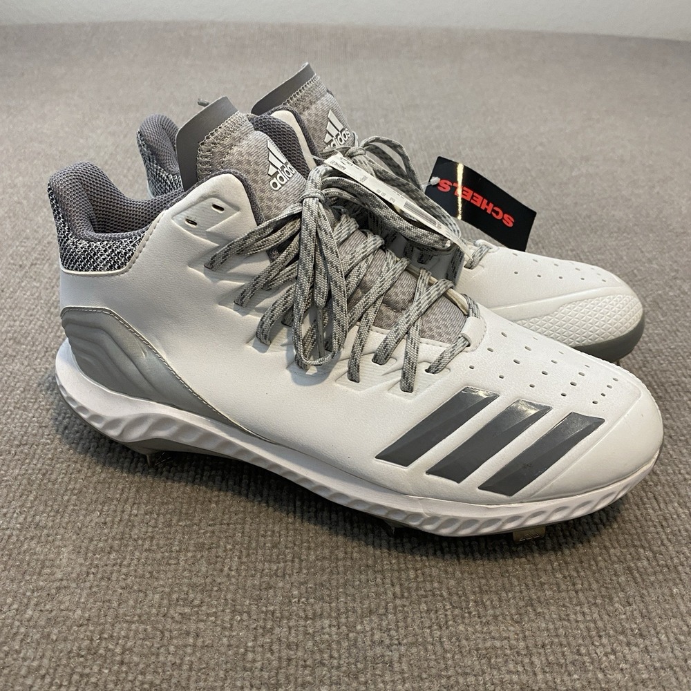 adidas Icon V Bounce Mid Baseball Shoe White Silver White Mens Size 10